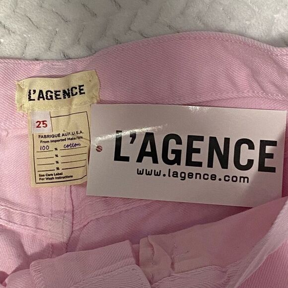 L'Agence Enya Pink High Rise Cropped Slim Distressed Jeans Size 25 - Picture 7 of 8